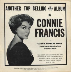 CONNIE FRANCIS - Sings Award Winning Motion Picture Hits - promo